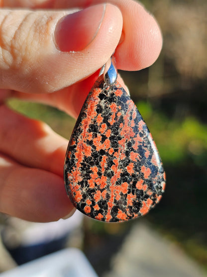 Pendentif Obsidienne fleurie (à choisir)