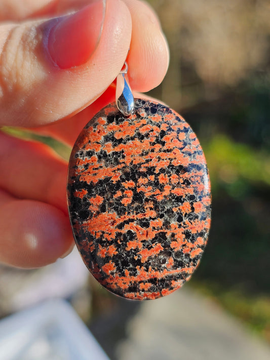 Pendentif Obsidienne fleurie (à choisir)