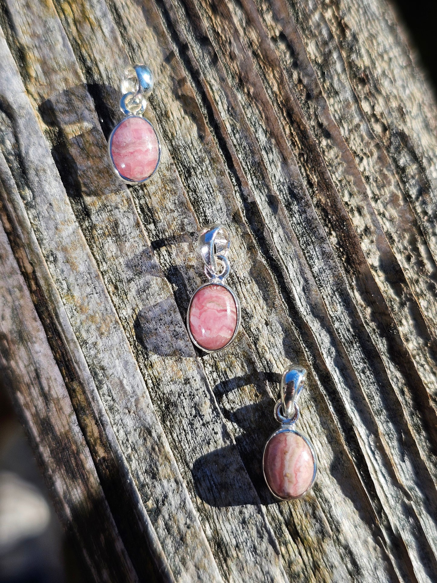 Pendentif Rhodochrosite en argent 925 (à choisir)