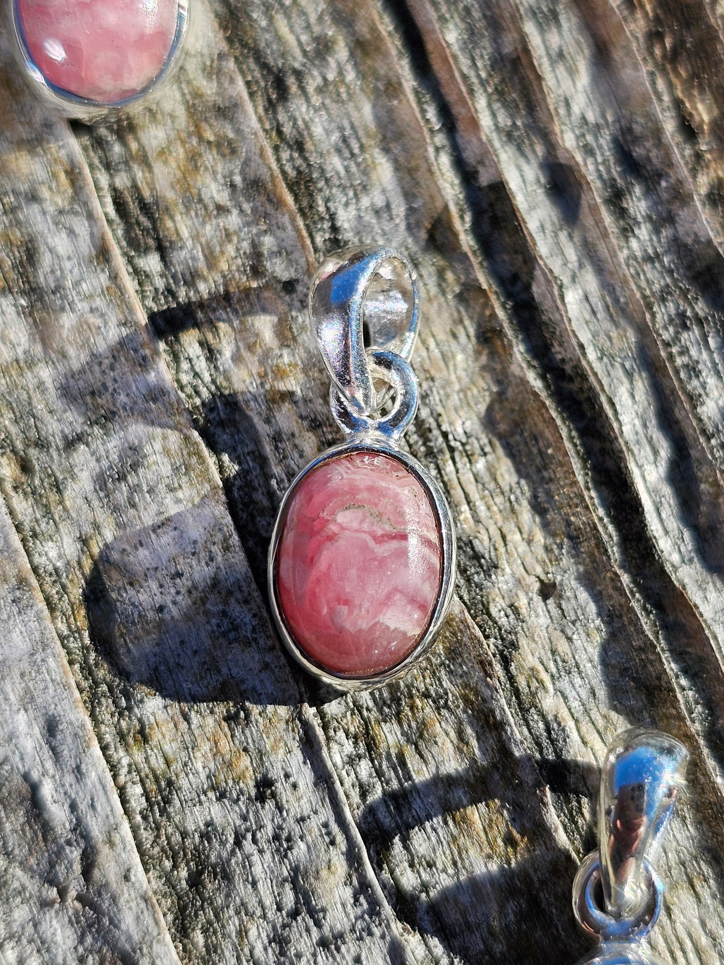 Pendentif Rhodochrosite en argent 925 (à choisir)