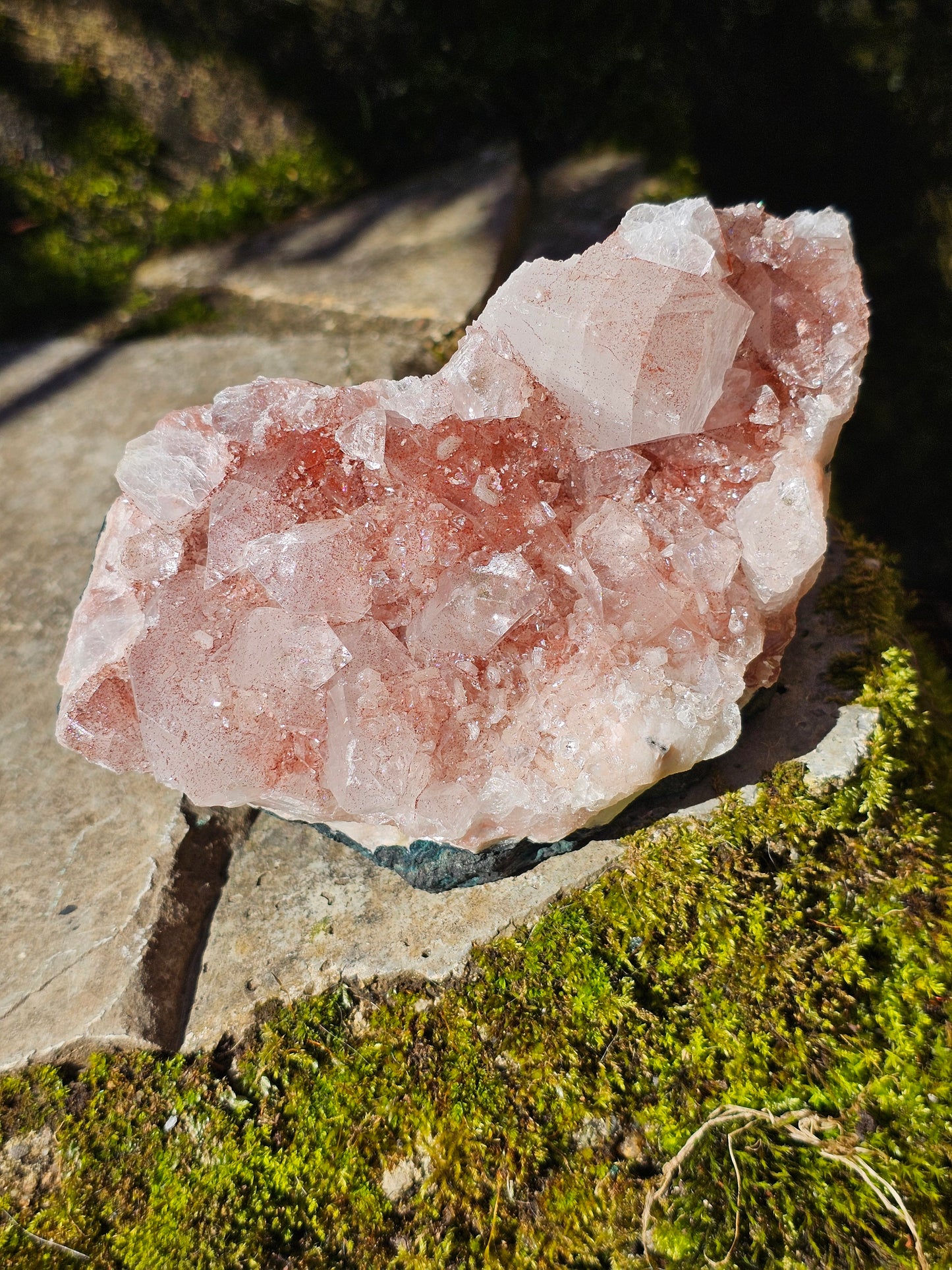 Apophyllite sur Heulandite rose