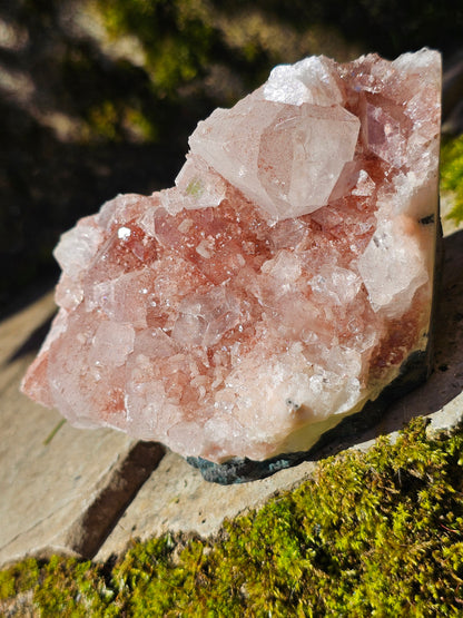 Apophyllite sur Heulandite rose