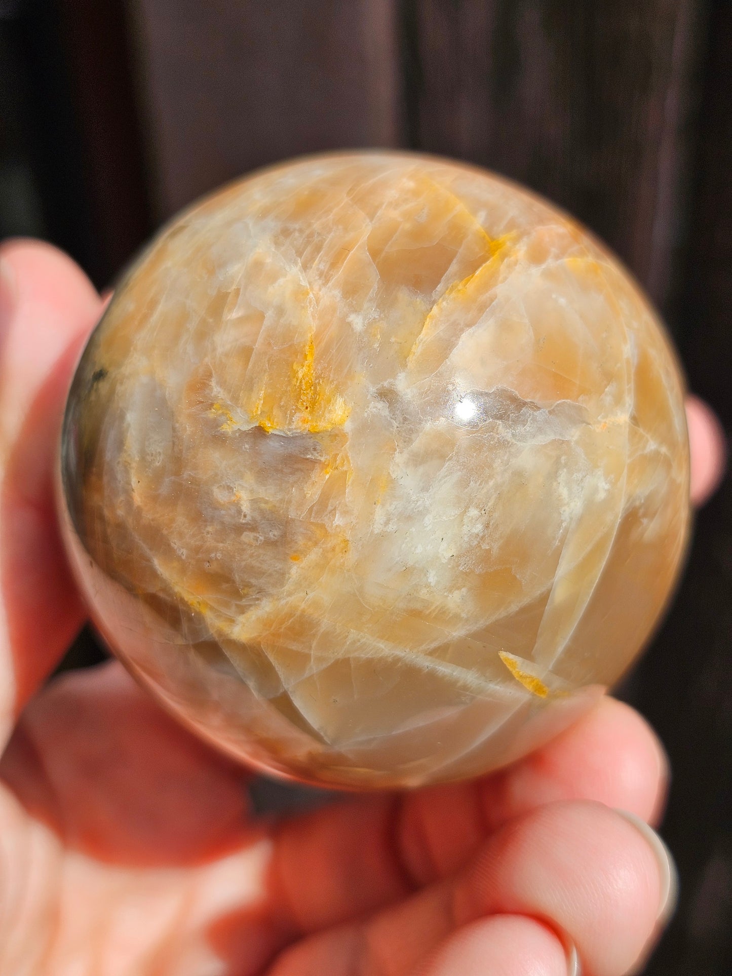 Sphère Pierre de Lune grise et orange J