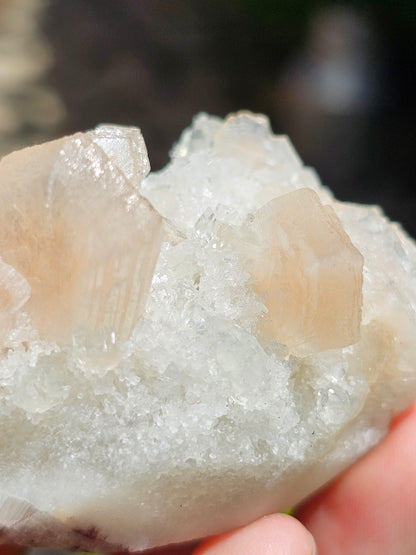 Apophyllite, apophyllite verte, stilbite sur Calcédoine blanche I