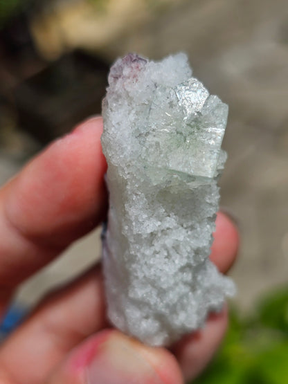 Apophyllite verte sur Calcédoine blanche M