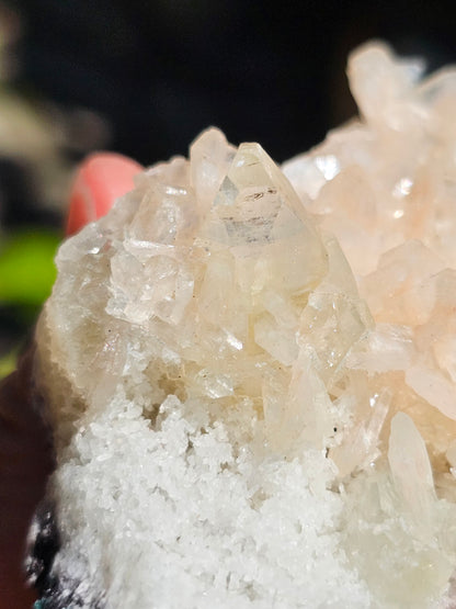 Apophyllite, Apophyllite verte, Stilbite sur Calcédoine blanche O