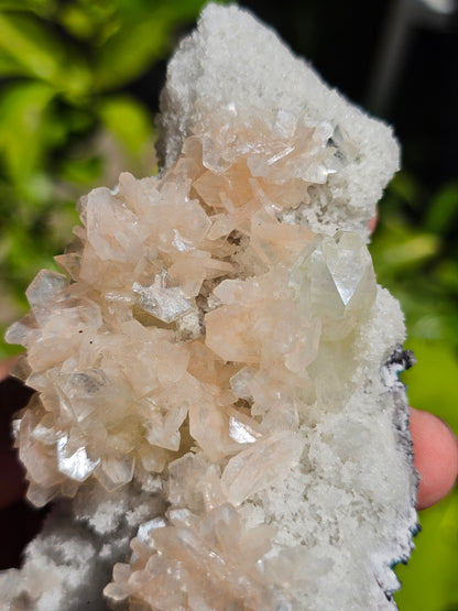 Apophyllite, Apophyllite verte, Stilbite sur Calcédoine blanche R