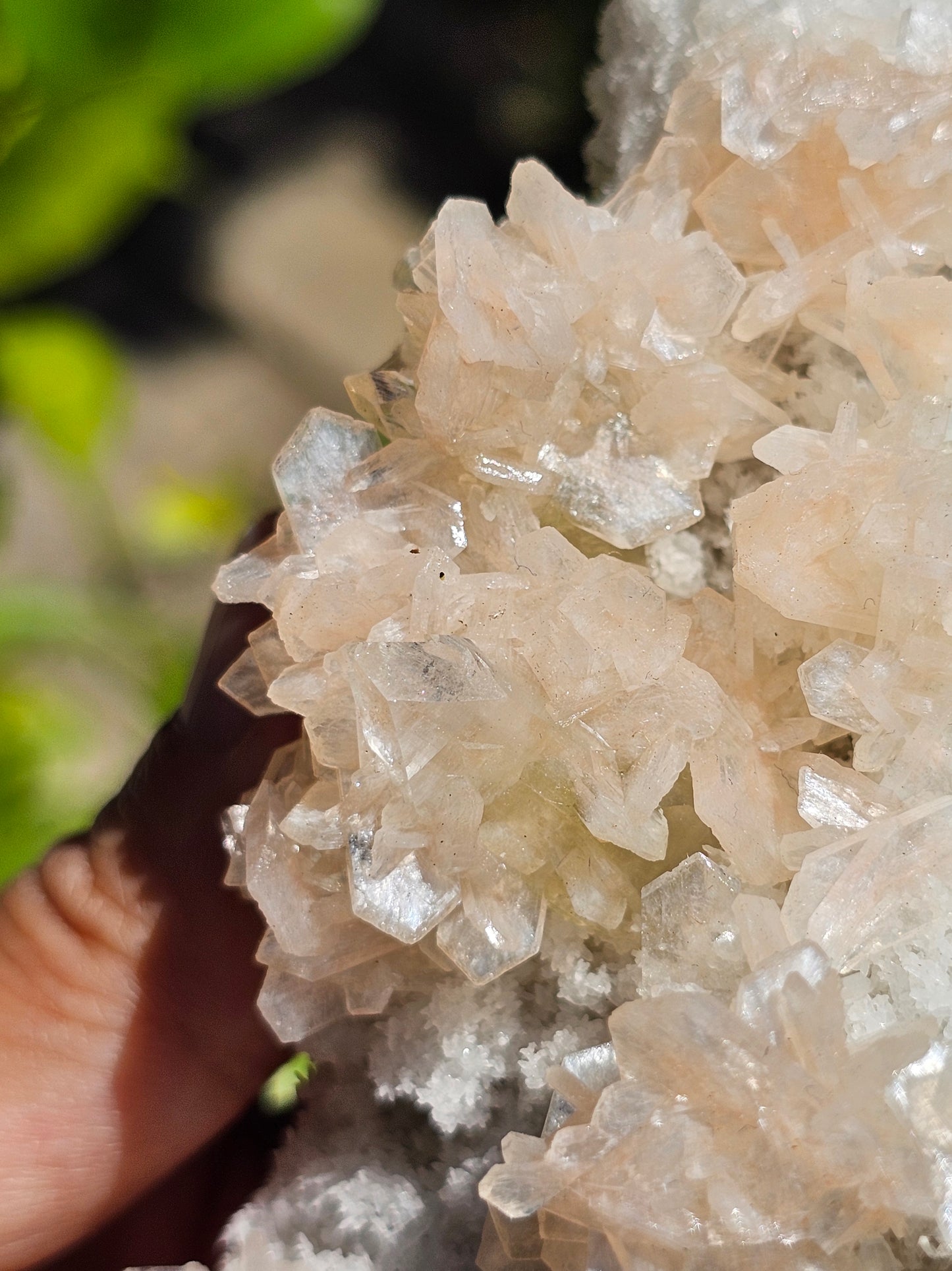 Apophyllite, Apophyllite verte, Stilbite sur Calcédoine blanche R