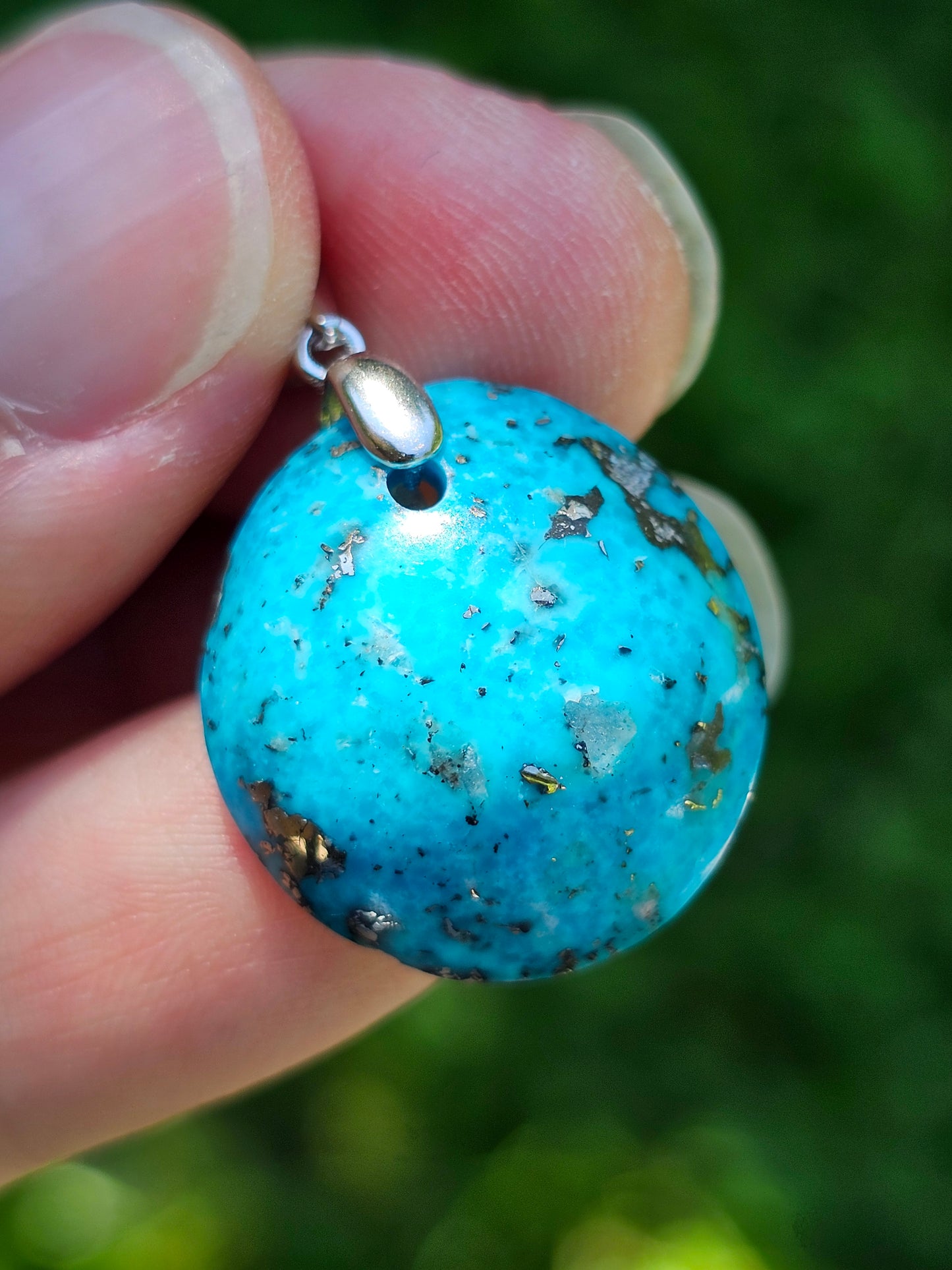 Pendentif en Turquoise avec inclusions de Pyrite T3