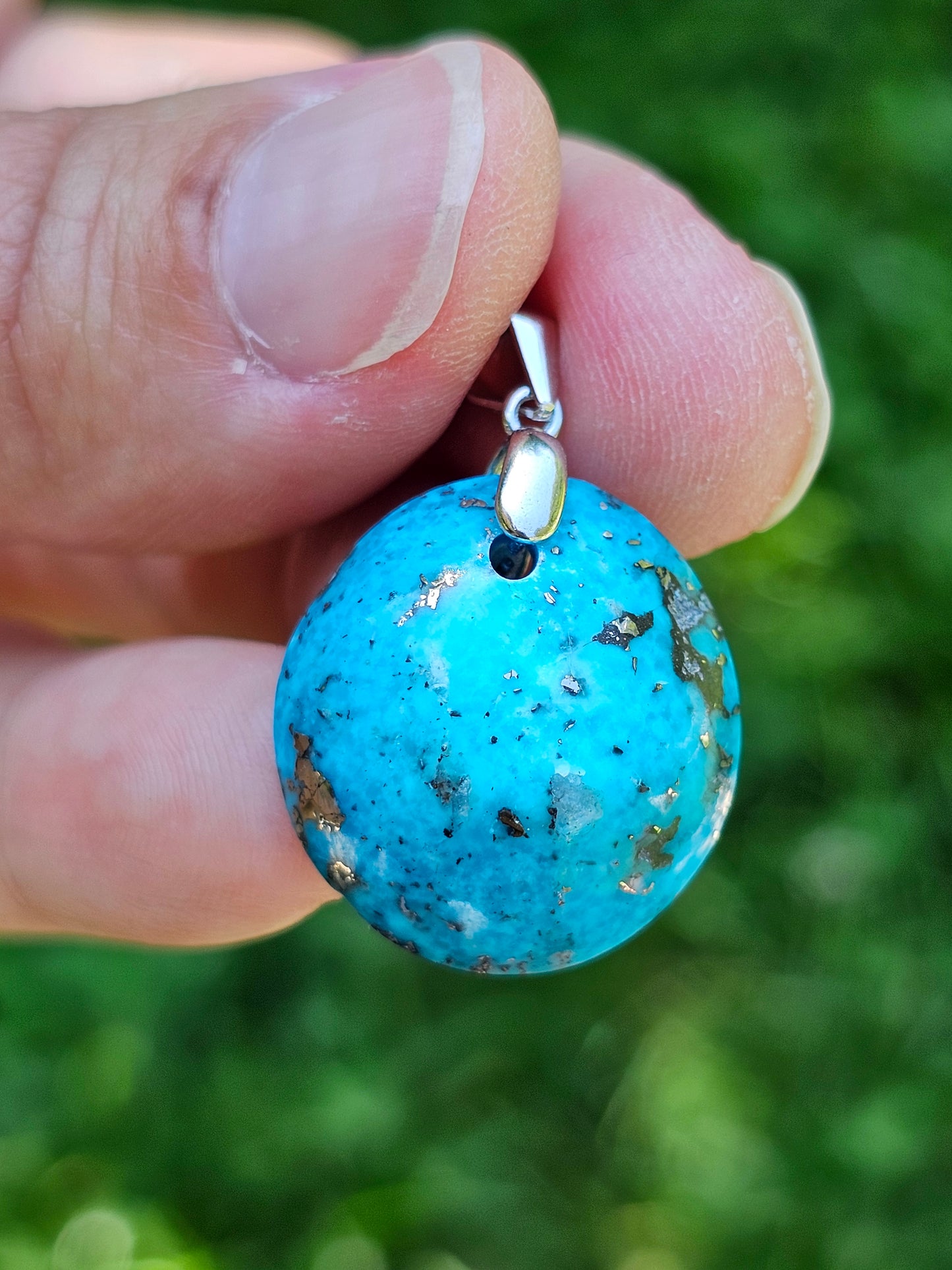 Pendentif en Turquoise avec inclusions de Pyrite T3