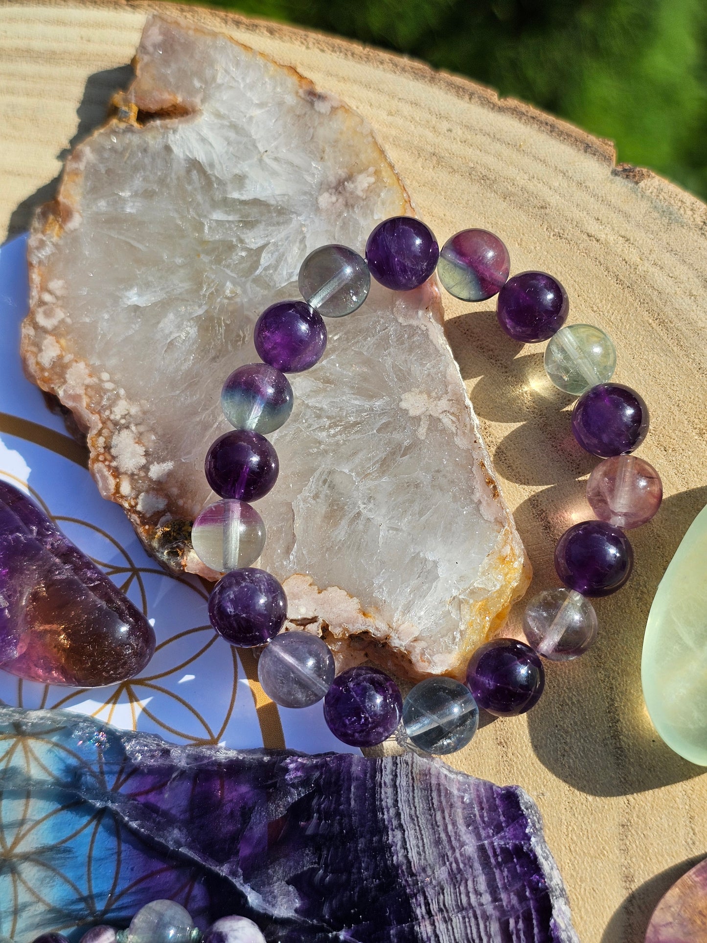 Bracelet Améthyste et fluorite