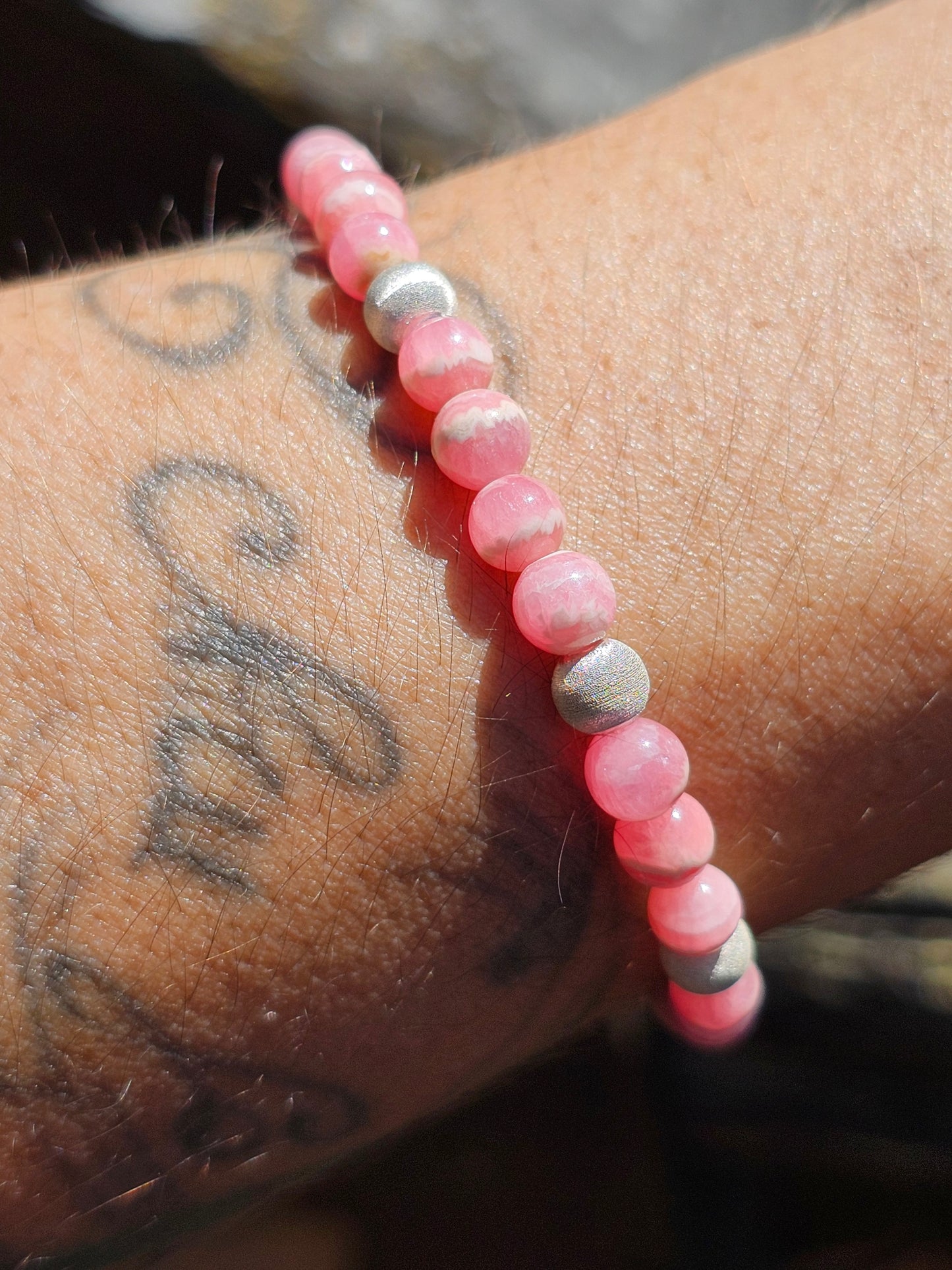 Bracelet Rhodochrosite et argent