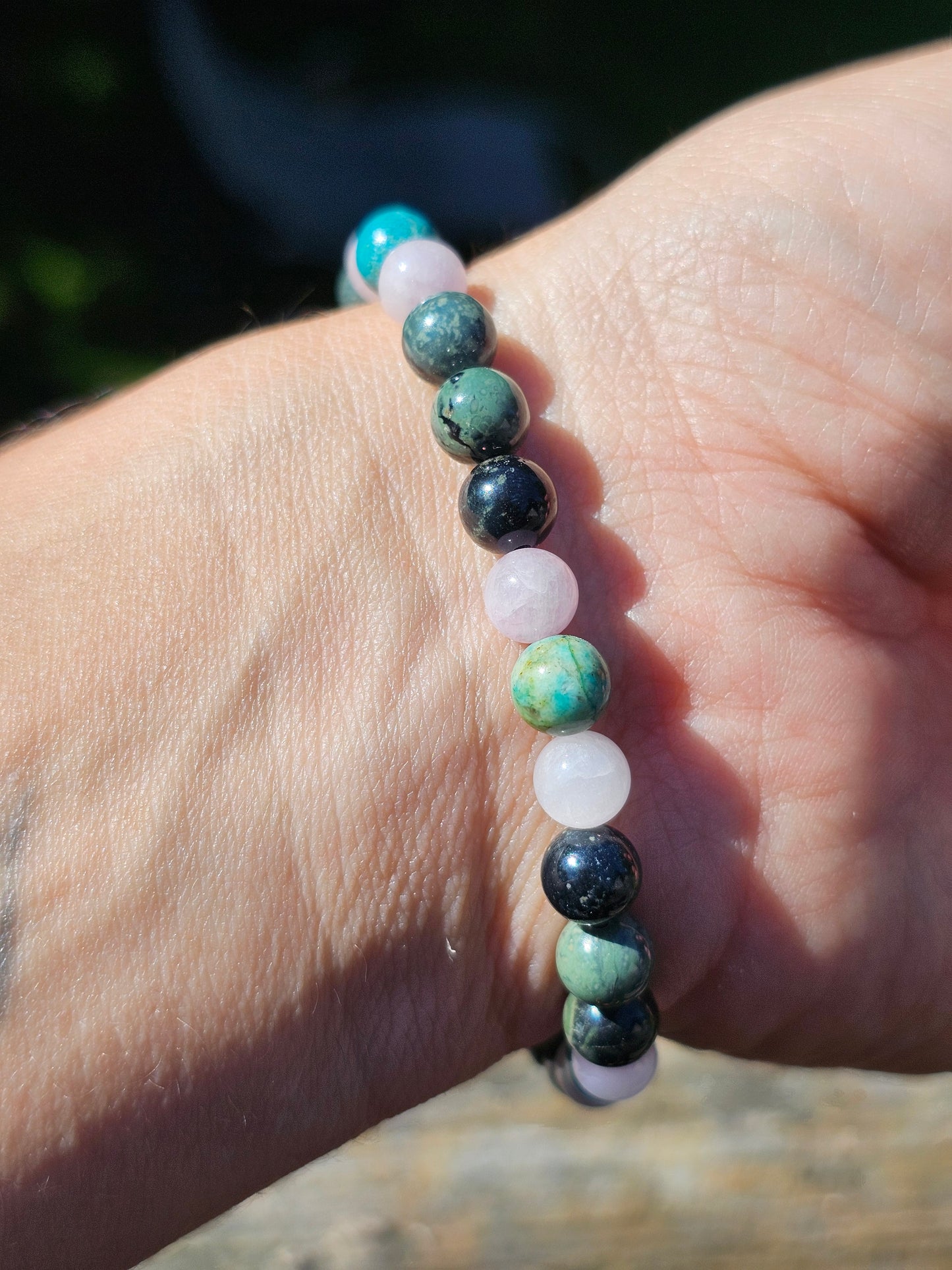 Bracelet Kunzite, Jaspe Kambaba et Chrysocolle