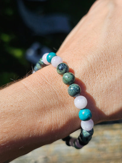 Bracelet Kunzite, Jaspe Kambaba et Chrysocolle