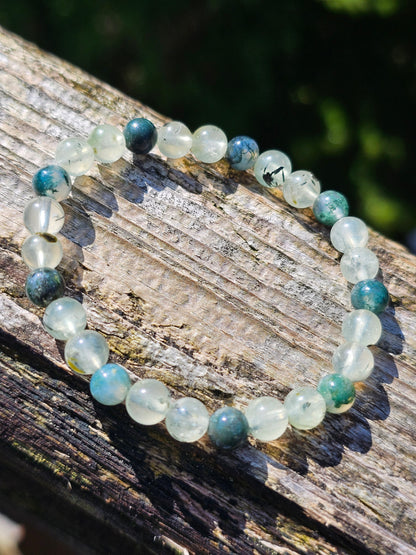 Bracelet Prehnite et Agate mousse