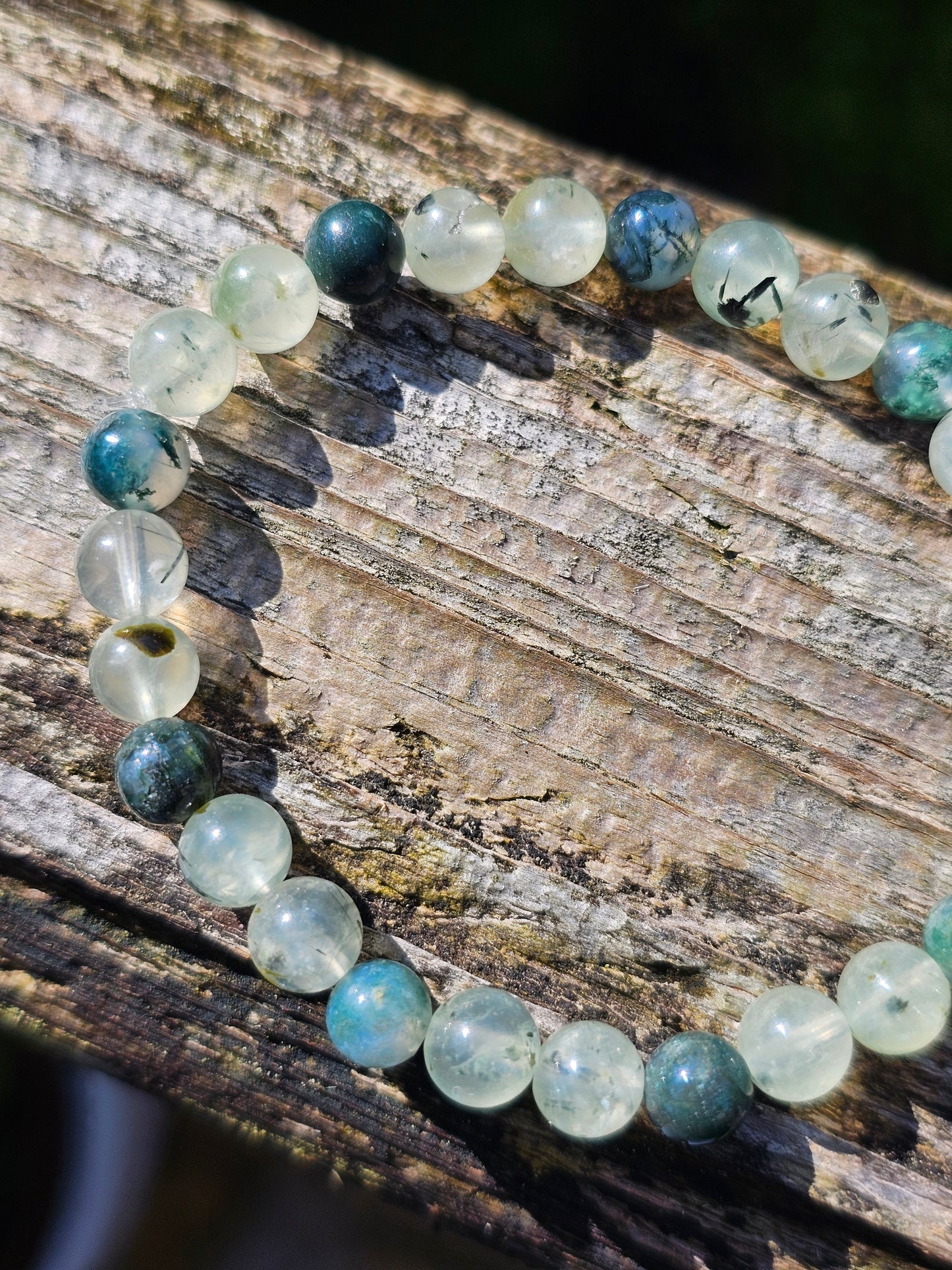 Bracelet Prehnite et Agate mousse