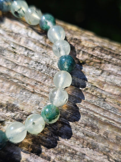 Bracelet Prehnite et Agate mousse