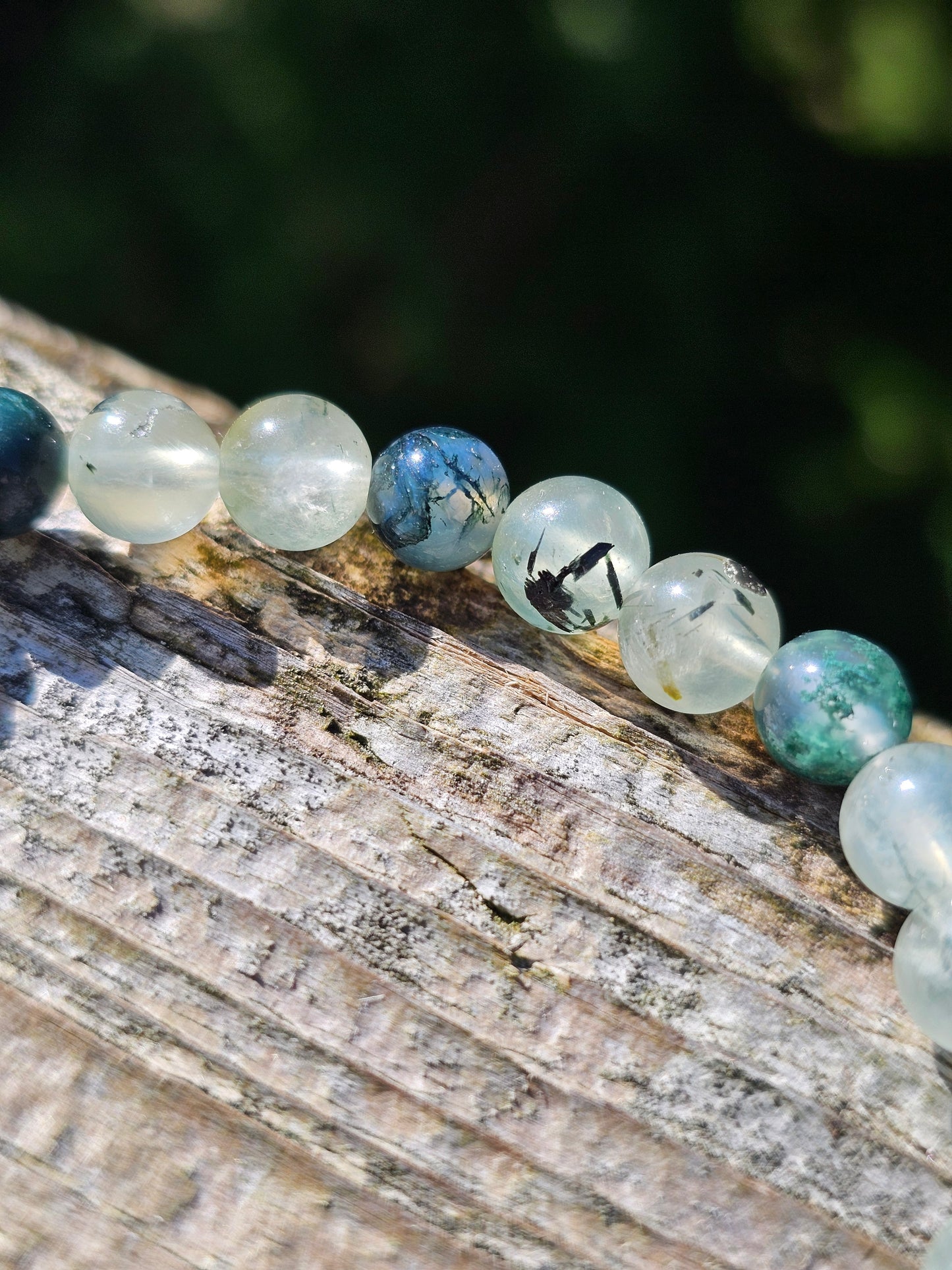 Bracelet Prehnite et Agate mousse