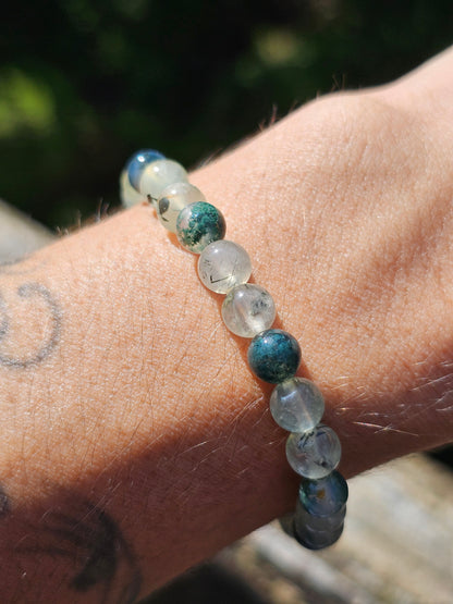 Bracelet Prehnite et Agate mousse