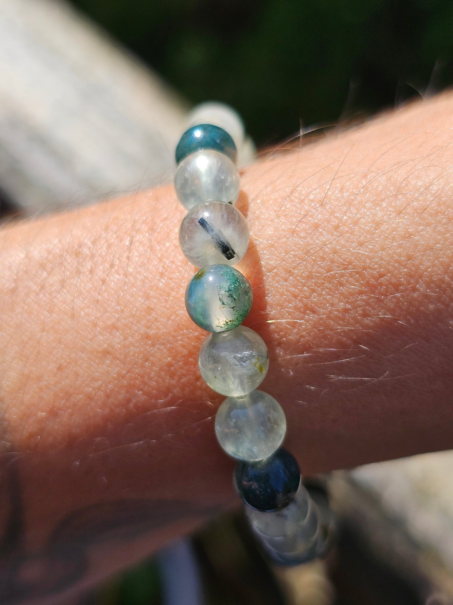 Bracelet Prehnite et Agate mousse