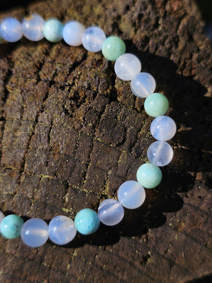 Bracelet Calcédoine bleue et Larimar