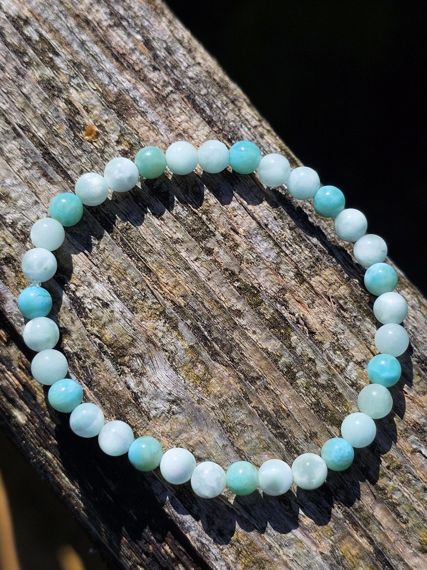 Bracelet Garniérite (pierre de lune verte) et Larimar