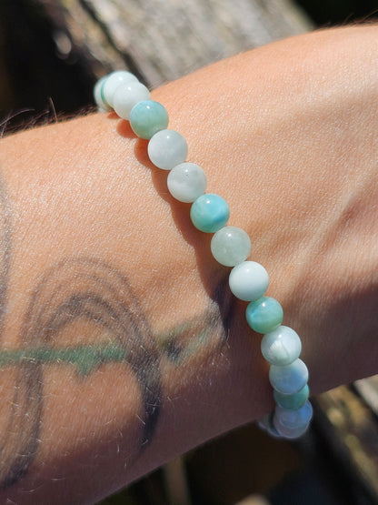 Bracelet Garniérite (pierre de lune verte) et Larimar