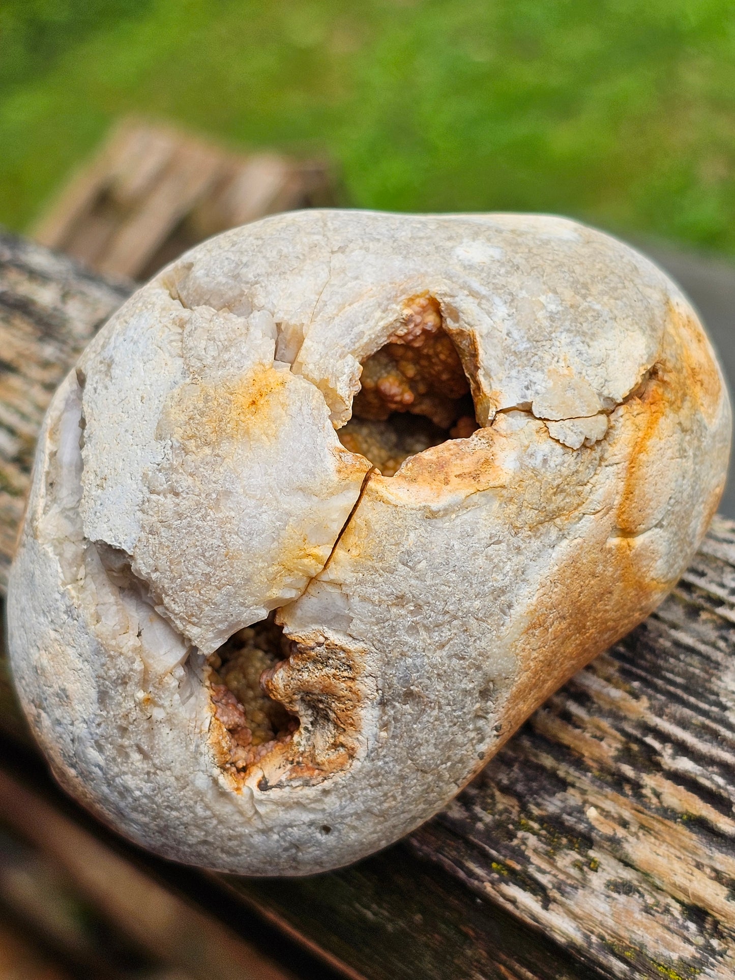 Géode entière Agate et Calcédoine de Normandie (réactive UV)