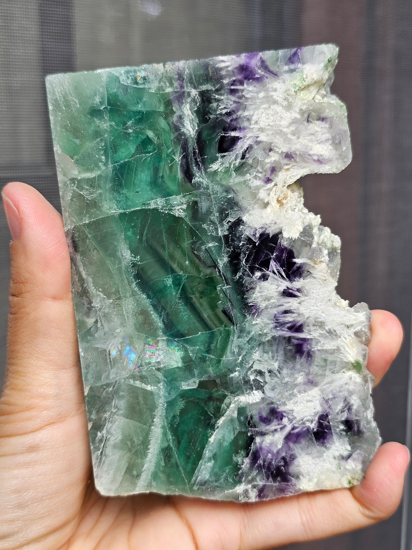 Tranche de Fluorite snowflake (ou feather) F3