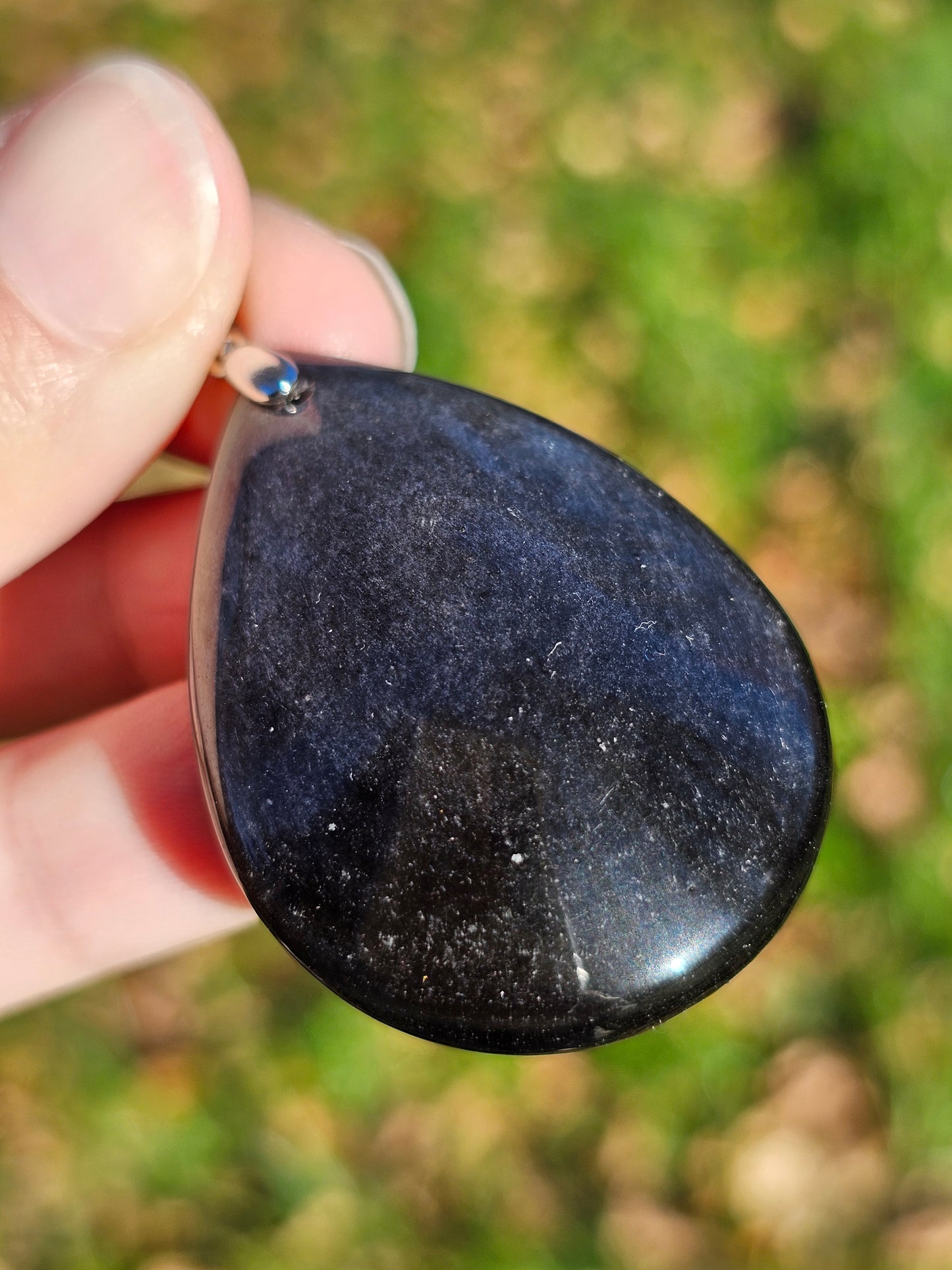 Pendentif en Obsidienne argentée A