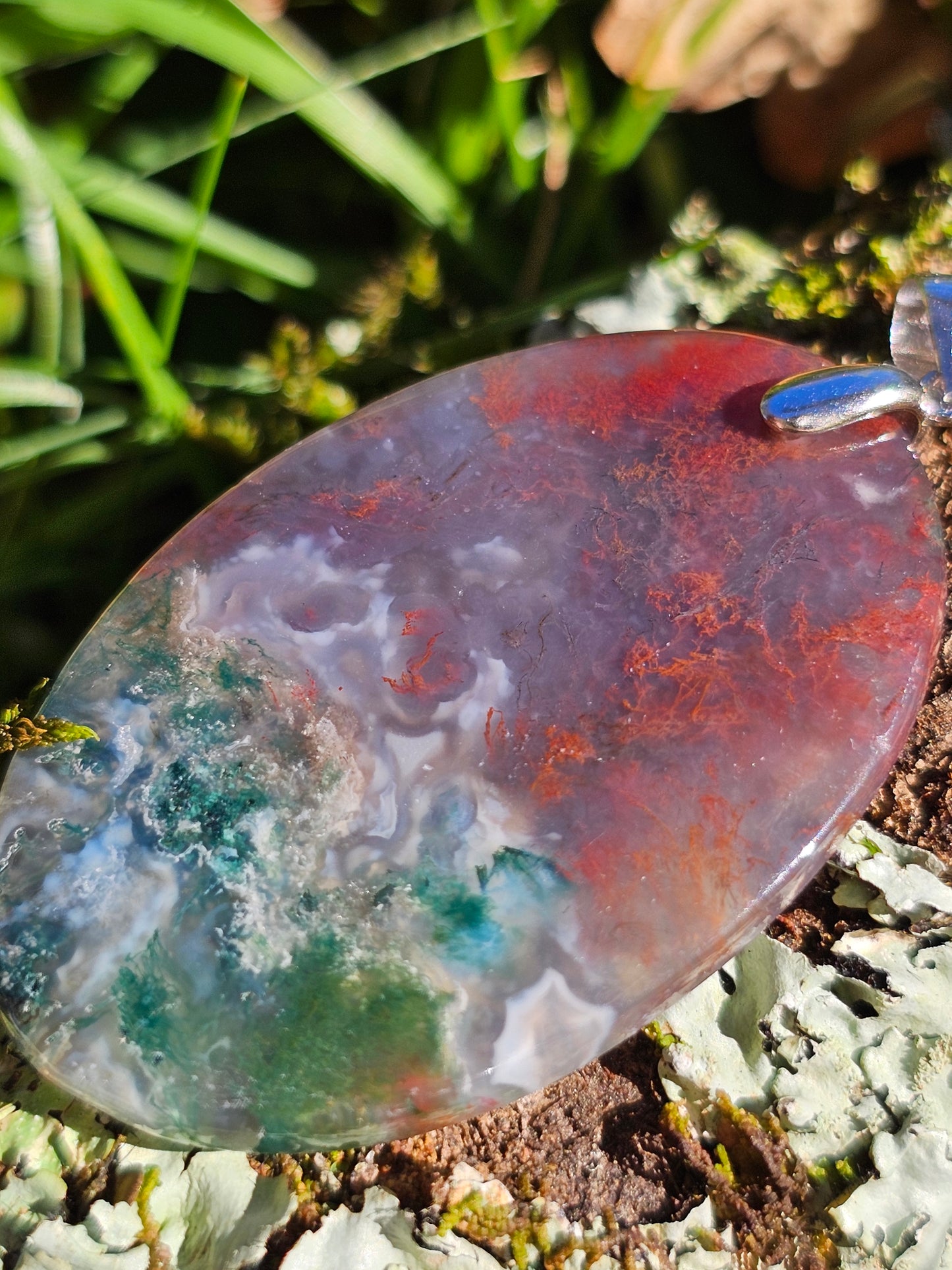 Pendentif en Agate mousse bicolore n°13