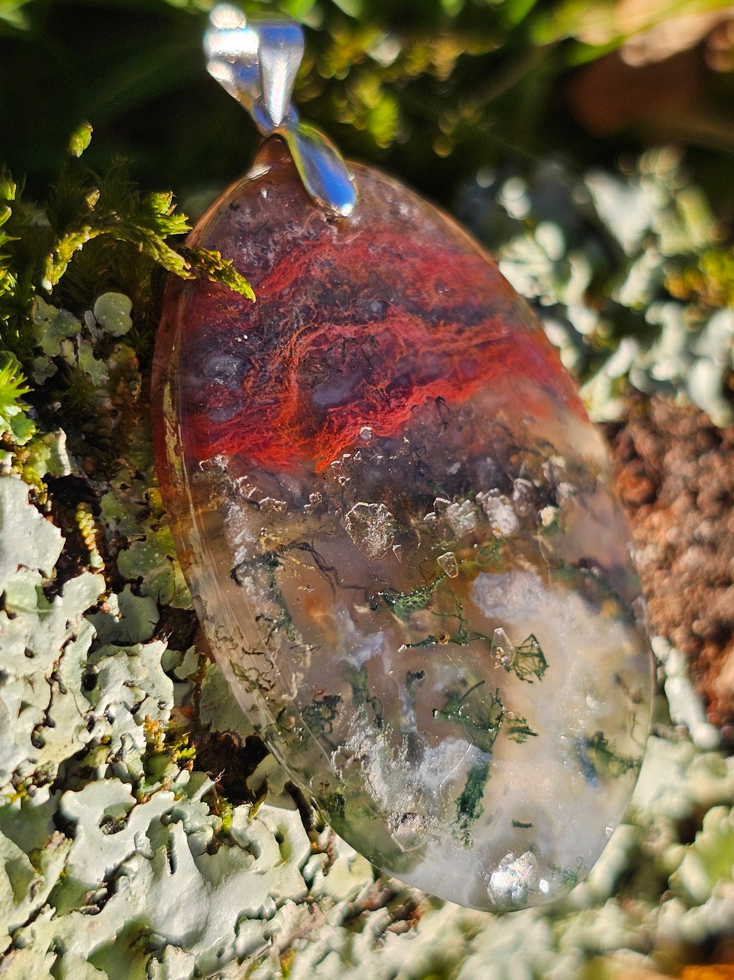 Pendentif en Agate mousse bicolore n°14