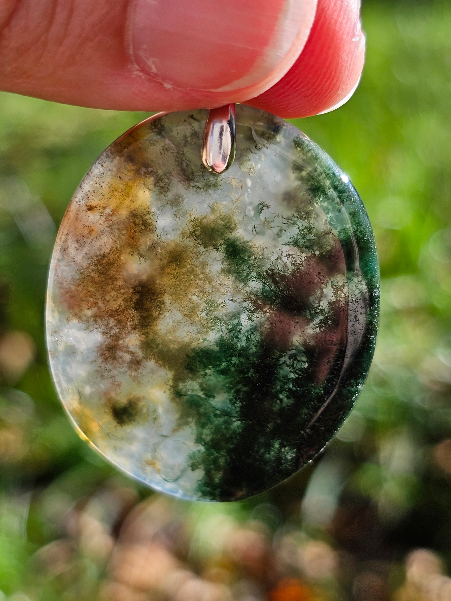 Pendentif en Agate mousse bicolore n°17