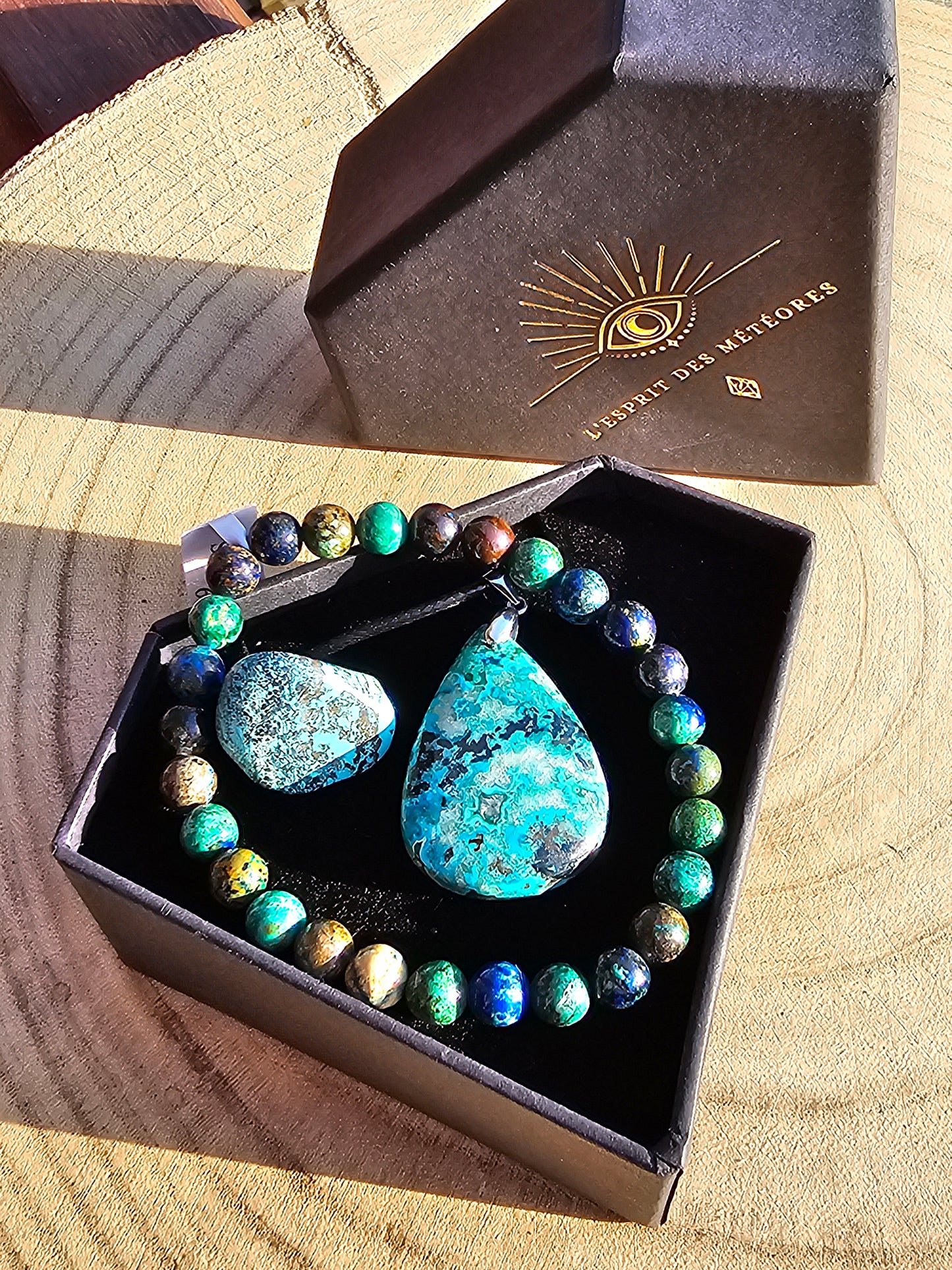 Coffret Chrysocolle et Shattuckite