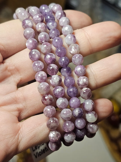 Bracelet Lépidolite sur quartz