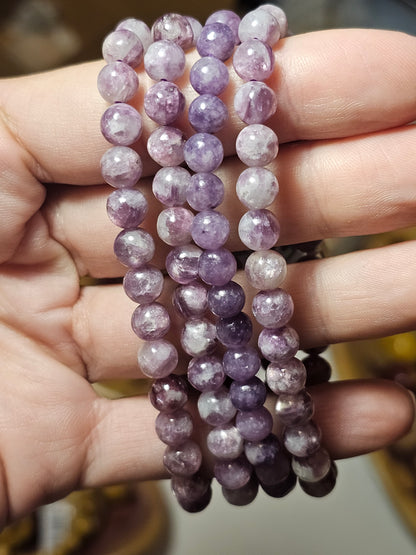 Bracelet Lépidolite sur quartz