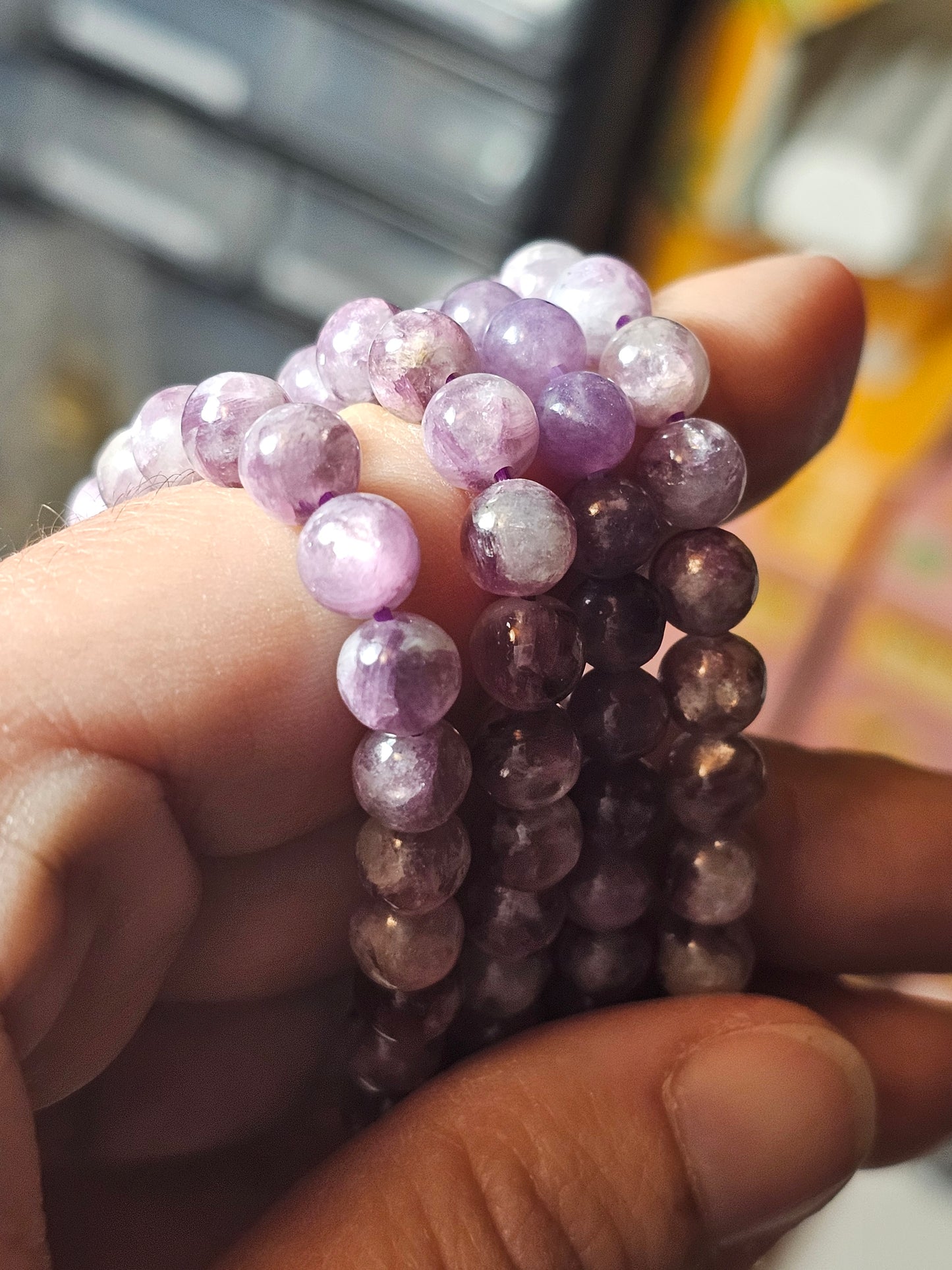 Bracelet Lépidolite sur quartz