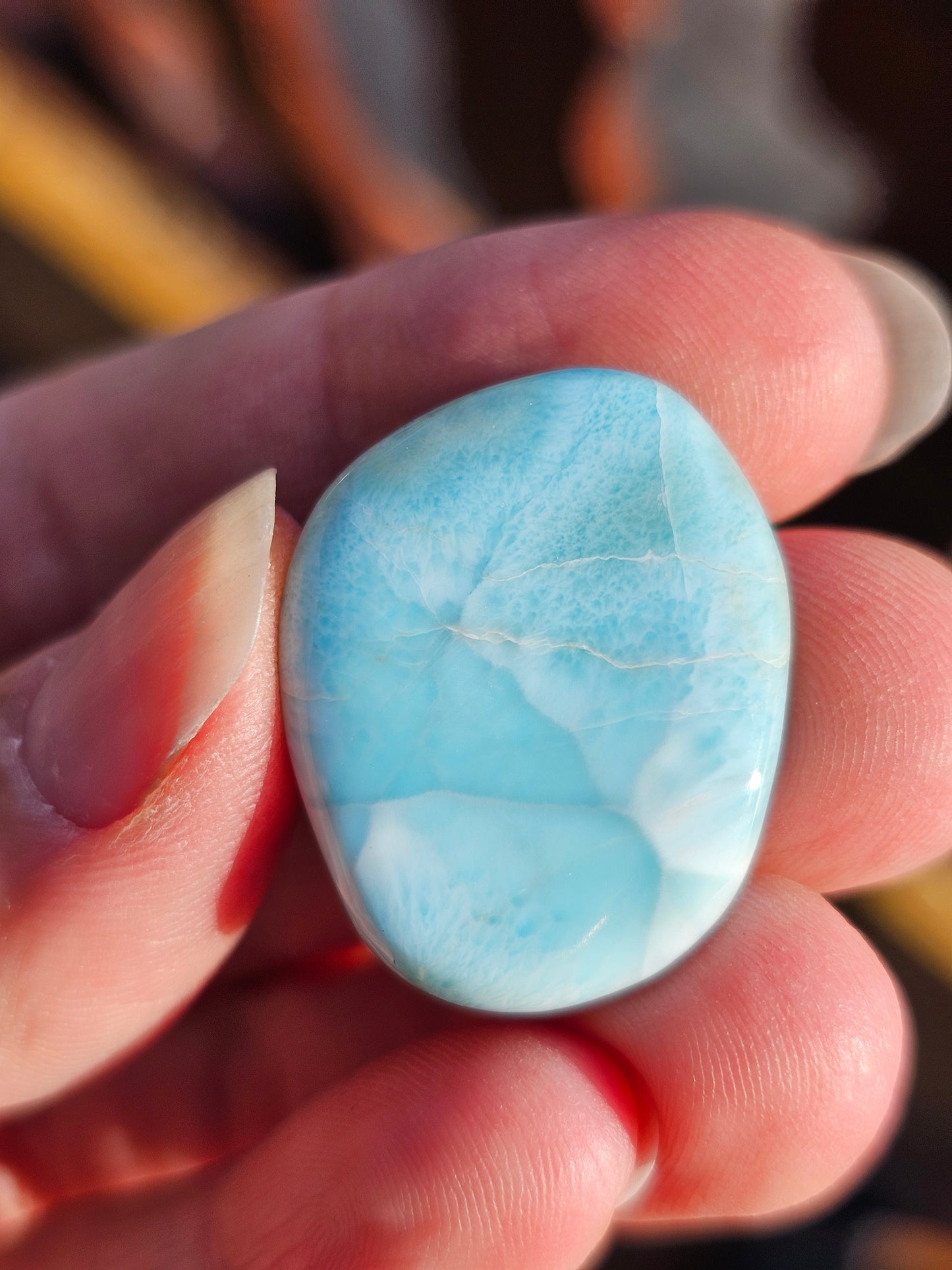 Petit galet de Larimar (Pectolite) L