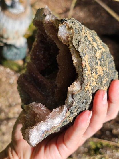 Superbe Géode d'Améthyste et Quartz hématoïde du Maroc