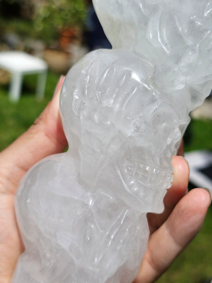 Triple crânes en Quartz (cristal de roche)