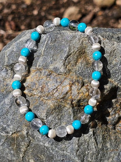Bracelet Turquoise naturelle d'Arizona et cristal de roche