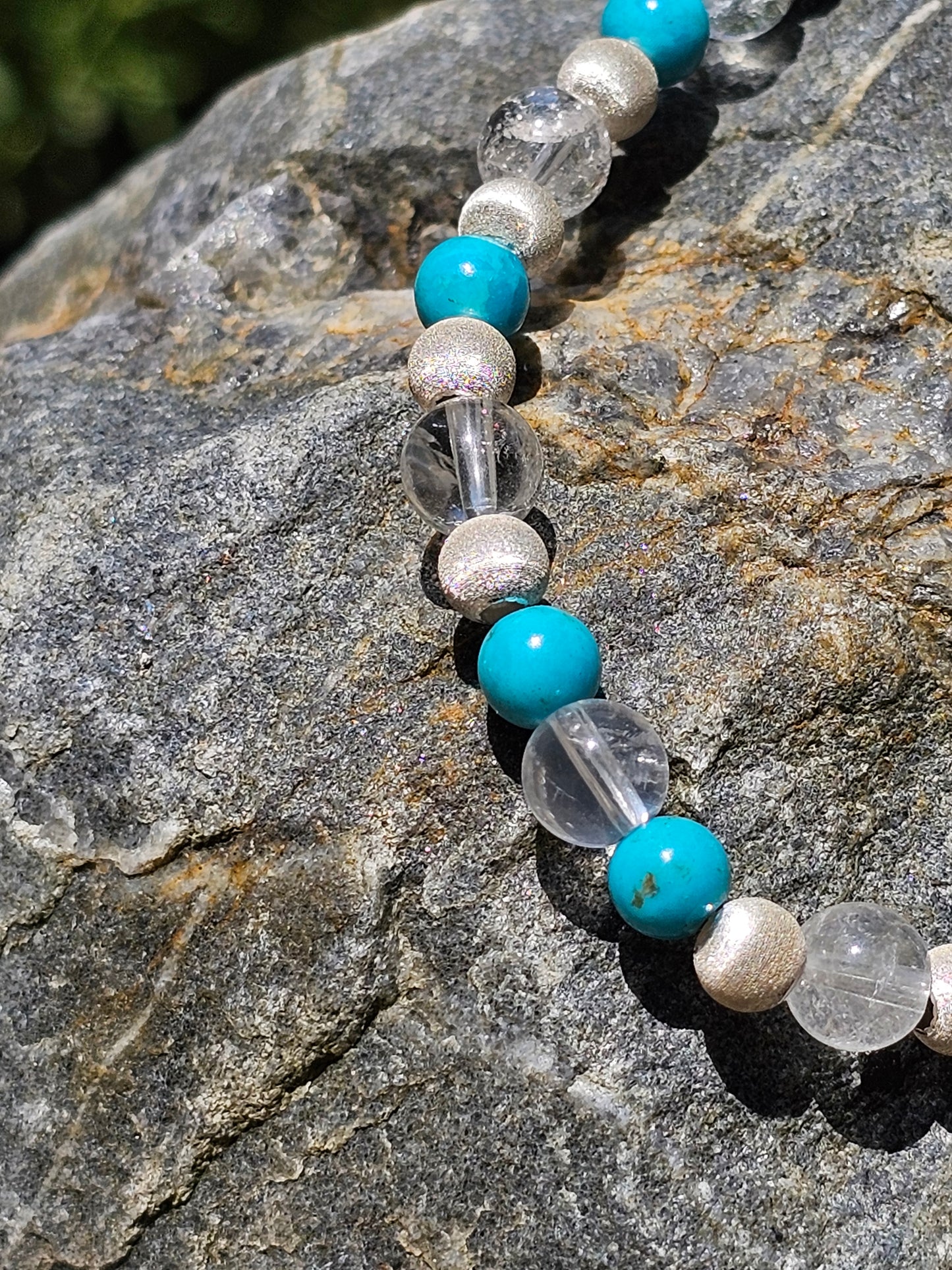 Bracelet Turquoise naturelle d'Arizona et cristal de roche