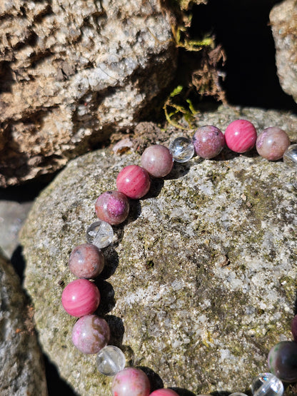 Bracelet Cobaltocalcite, Rhodonite et Cristal de roche