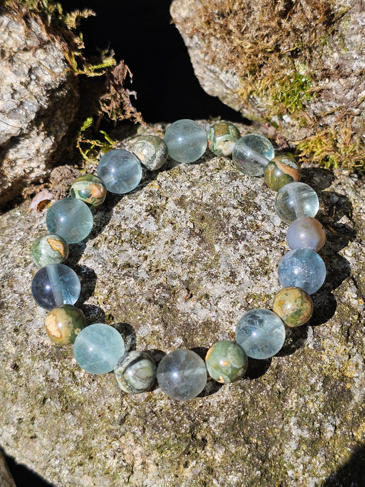 Bracelet Rhyolite et Fluorite verte