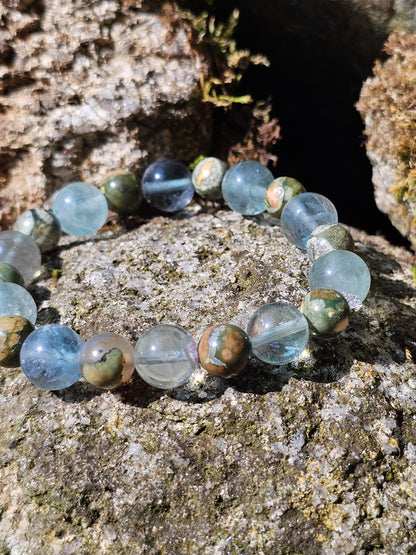 Bracelet Rhyolite et Fluorite verte