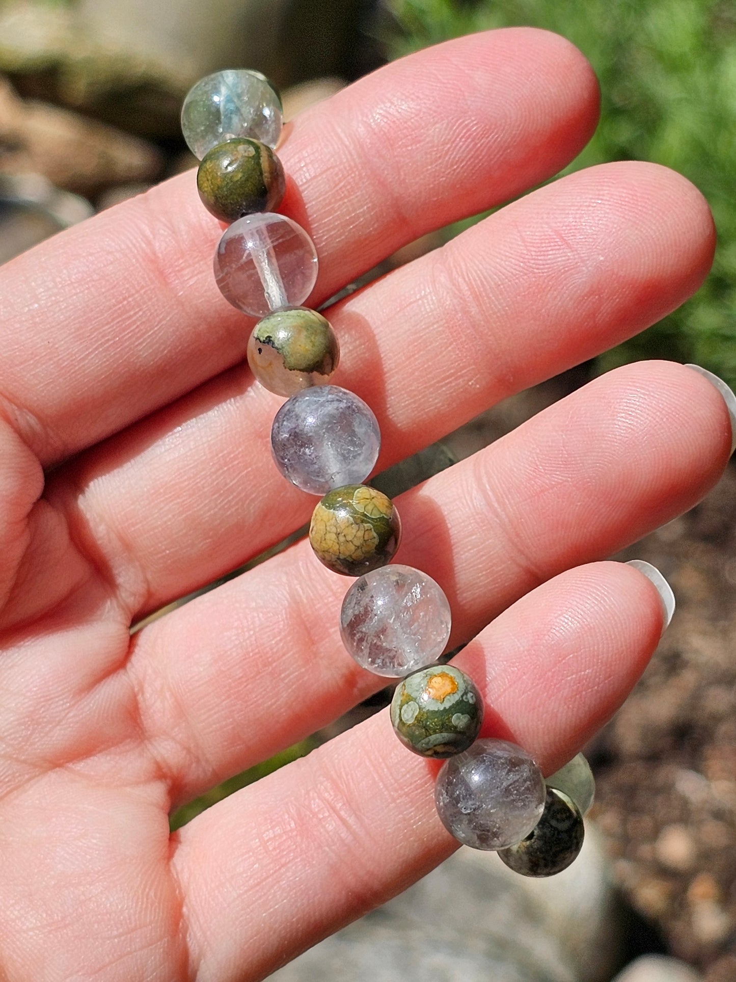 Bracelet Rhyolite et Fluorite verte
