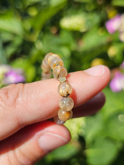 Bracelet Rutile Hématite et or fin