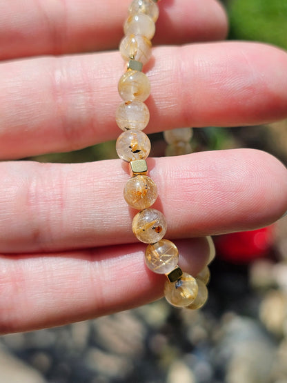 Bracelet Rutile Hématite et or fin