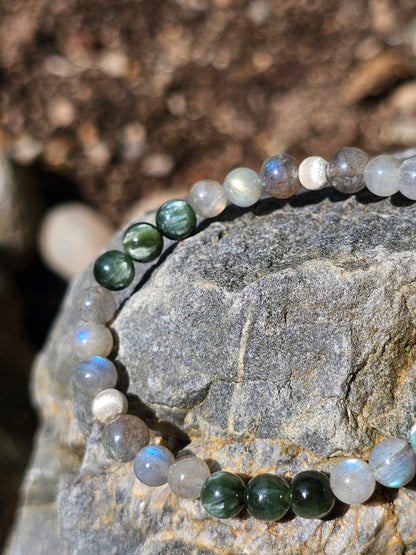 Bracelet Séraphinite, Labradorite et argent 925