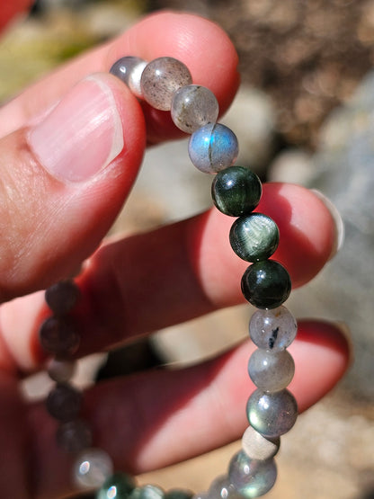 Bracelet Séraphinite, Labradorite et argent 925